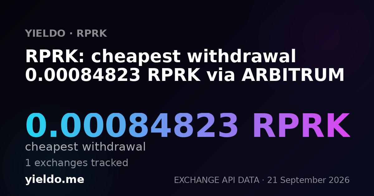 RPRK: cheapest withdrawal 0.00084823 RPRK via ARBITRUM