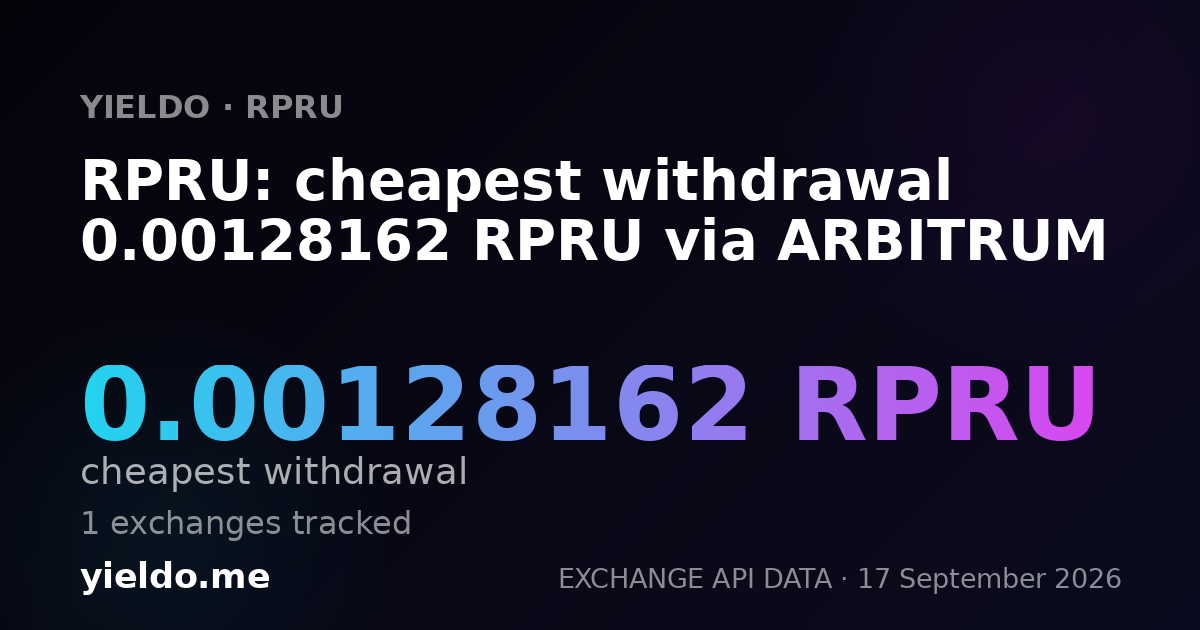 RPRU: cheapest withdrawal 0.00128162 RPRU via ARBITRUM