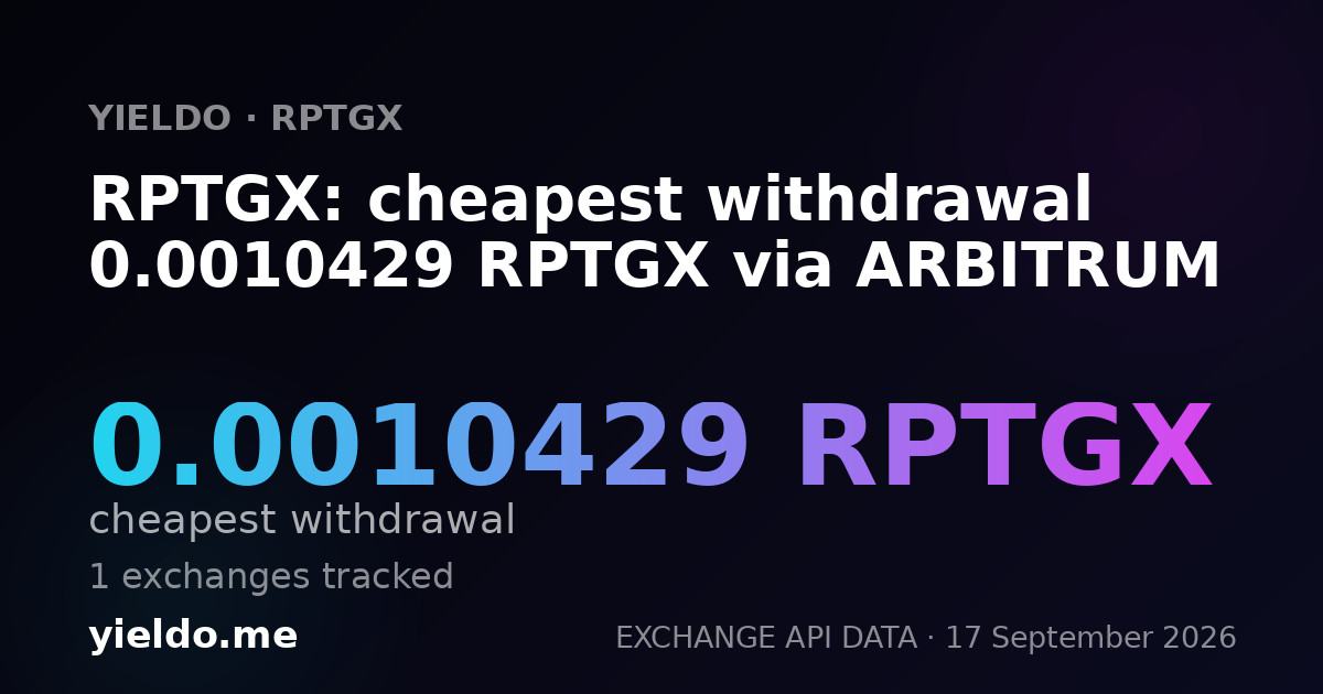 RPTGX: cheapest withdrawal 0.00104283 RPTGX via ARBITRUM