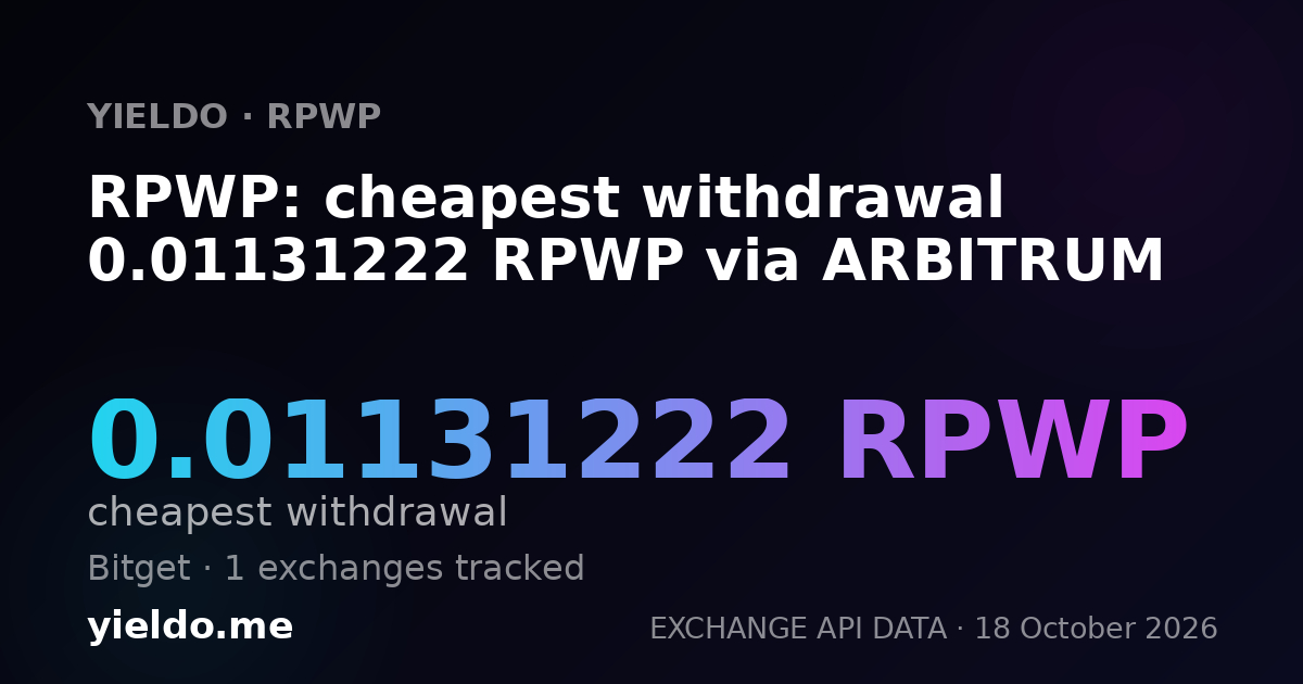 RPWP: cheapest withdrawal 0.01131222 RPWP via ARBITRUM