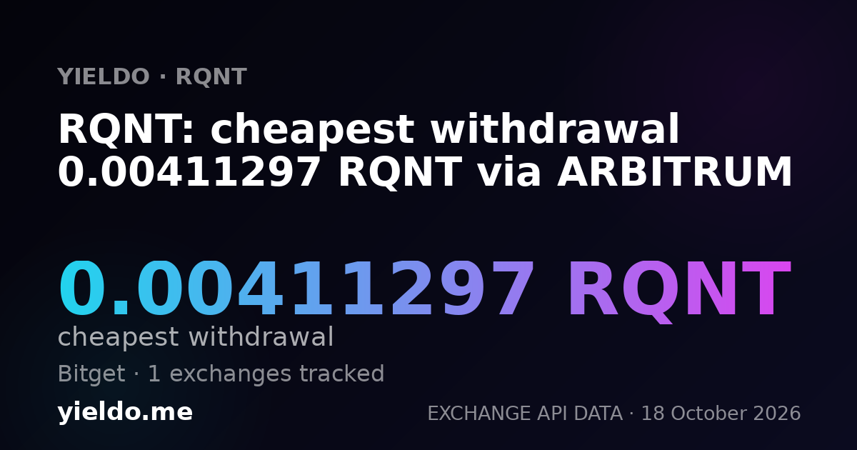 RQNT: cheapest withdrawal 0.00411297 RQNT via ARBITRUM