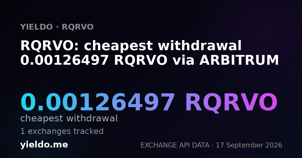 RQRVO: cheapest withdrawal 0.00131614 RQRVO via ARBITRUM