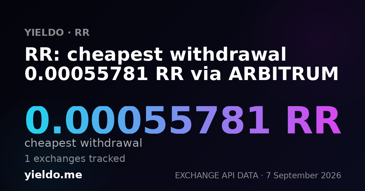 RR: cheapest withdrawal 0.00055781 RR via ARBITRUM