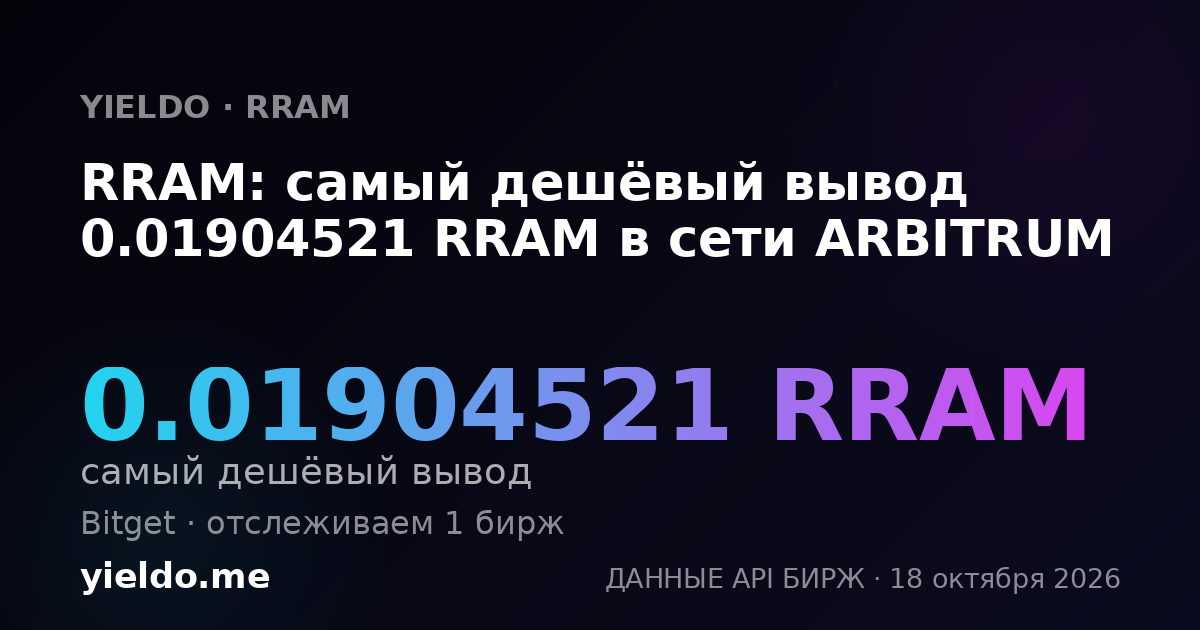RRAM: самый дешёвый вывод 0.01904521 RRAM в сети ARBITRUM
