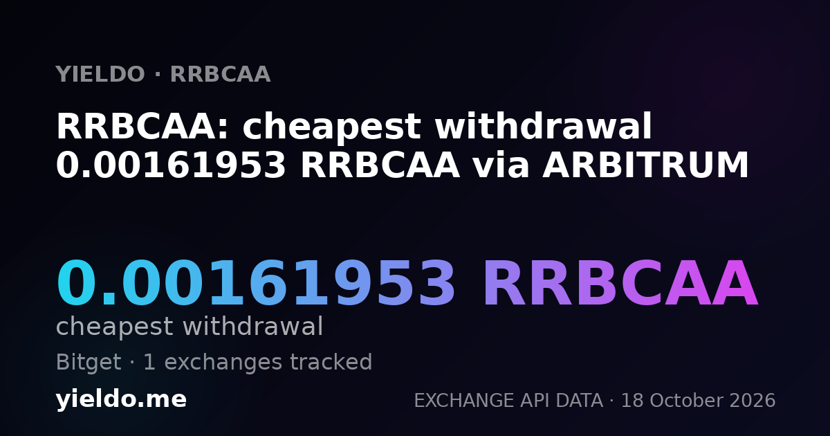 RRBCAA: cheapest withdrawal 0.00161953 RRBCAA via ARBITRUM