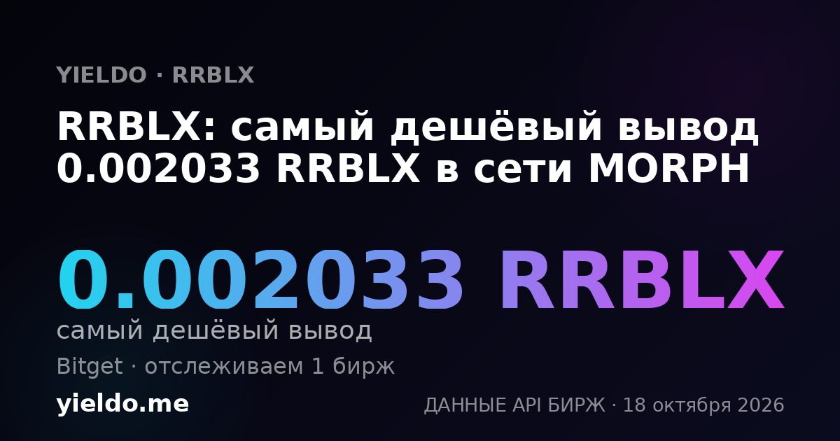 RRBLX: самый дешёвый вывод 0.002033 RRBLX в сети MORPH