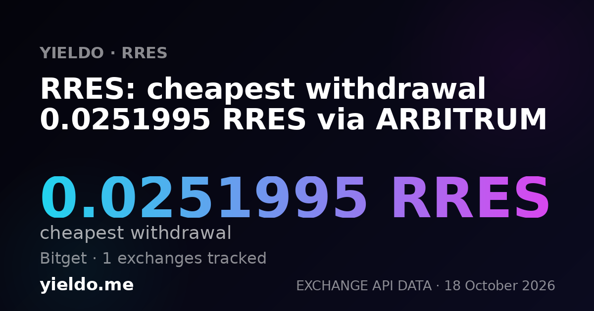 RRES: cheapest withdrawal 0.0251995 RRES via ARBITRUM