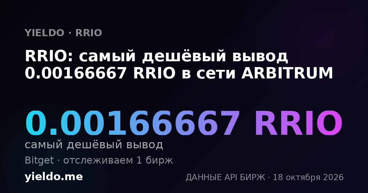 RRIO: самый дешёвый вывод 0.00166667 RRIO в сети ARBITRUM