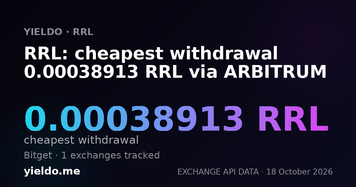 RRL: cheapest withdrawal 0.00038913 RRL via ARBITRUM