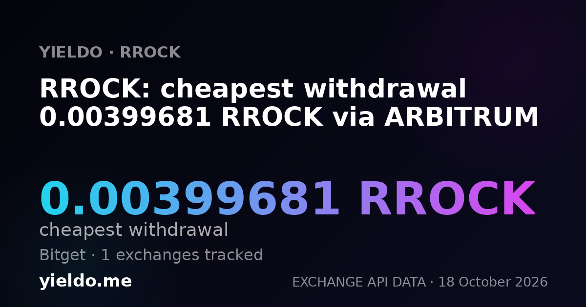 RROCK: cheapest withdrawal 0.00399681 RROCK via ARBITRUM