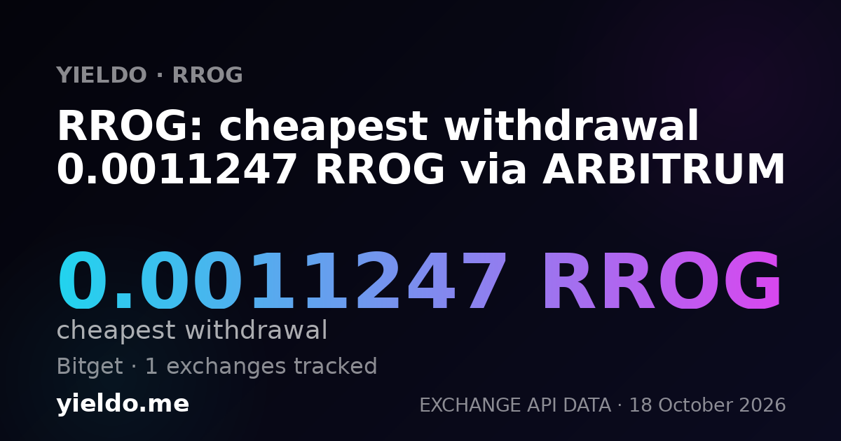 RROG: cheapest withdrawal 0.0011247 RROG via ARBITRUM