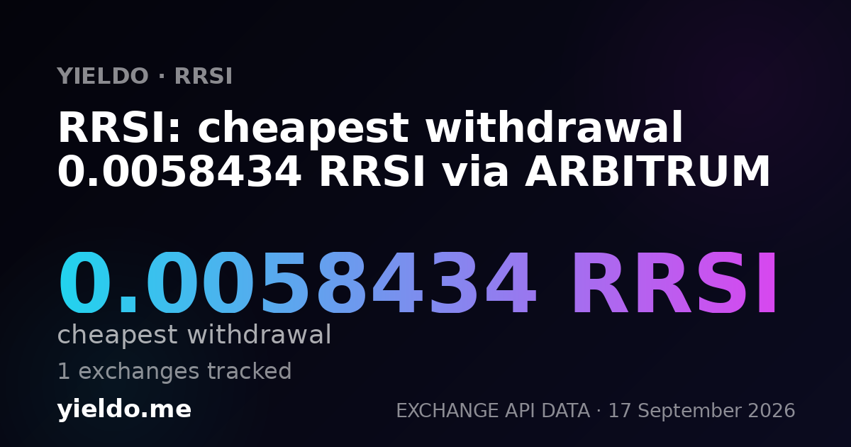 RRSI: cheapest withdrawal 0.00579599 RRSI via ARBITRUM