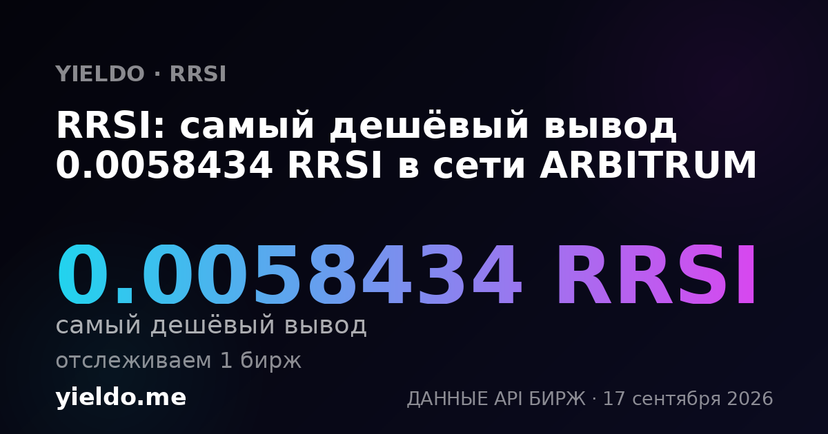 RRSI: самый дешёвый вывод 0.00579599 RRSI в сети ARBITRUM