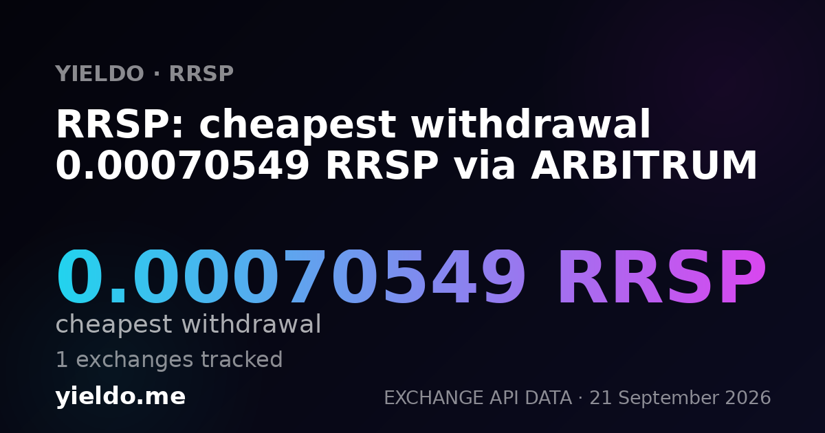 RRSP: cheapest withdrawal 0.00070549 RRSP via ARBITRUM