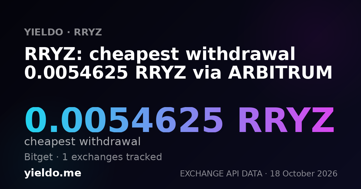 RRYZ: cheapest withdrawal 0.0054625 RRYZ via ARBITRUM