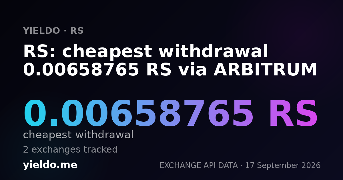 RS: cheapest withdrawal 0.00658765 RS via ARBITRUM