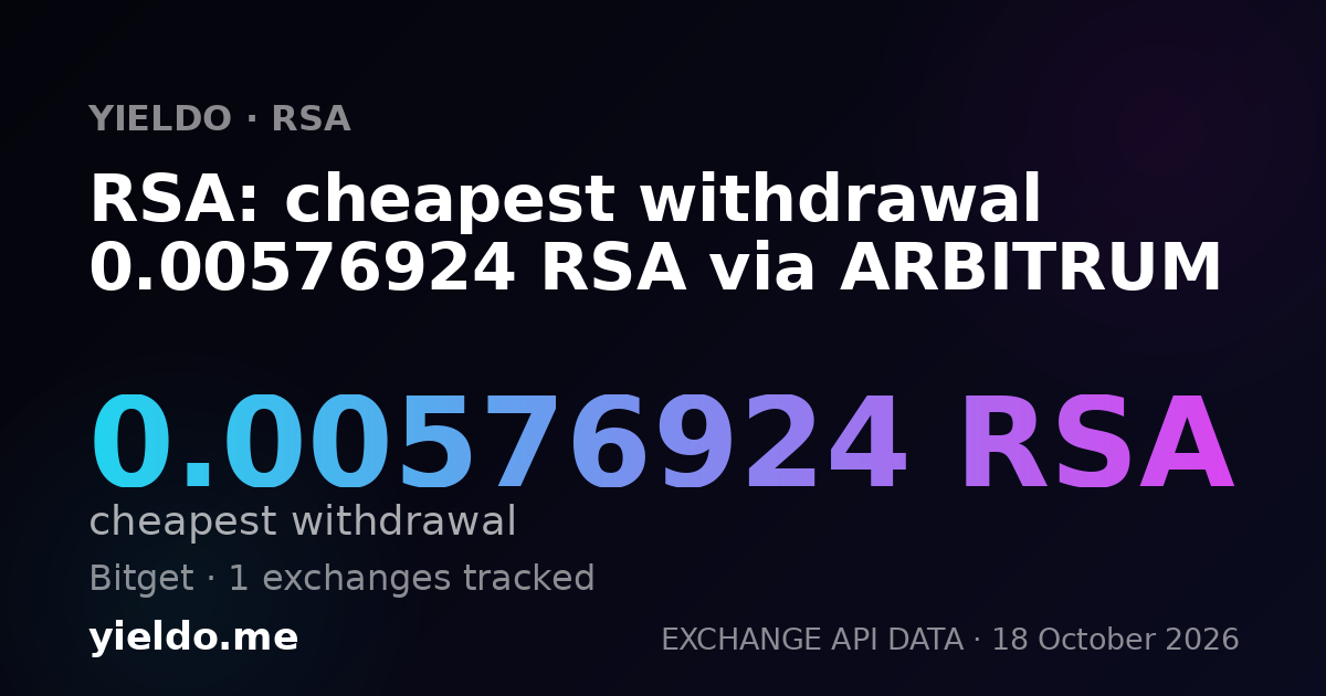 RSA: cheapest withdrawal 0.00576924 RSA via ARBITRUM