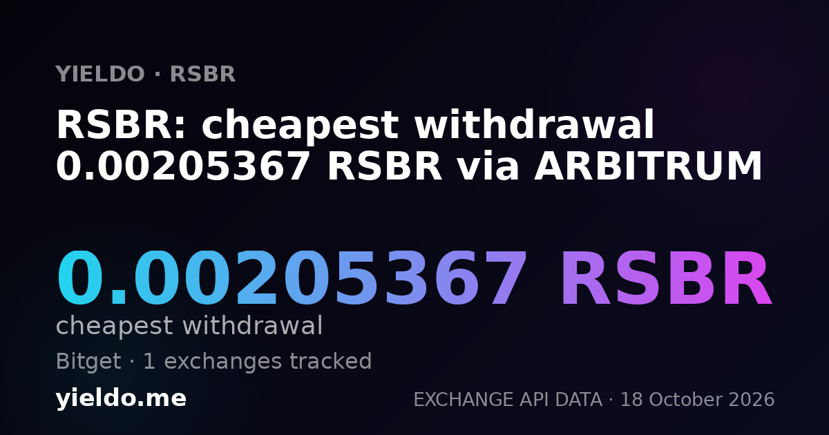 RSBR: cheapest withdrawal 0.00205367 RSBR via ARBITRUM