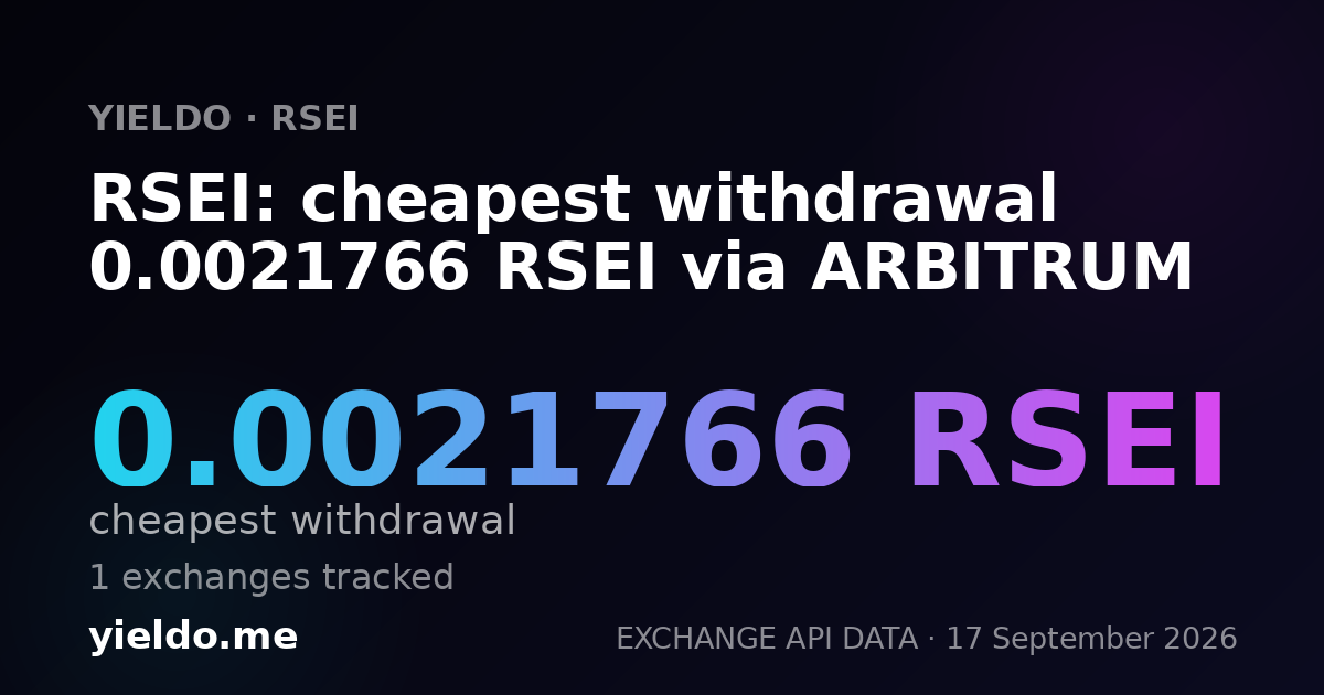 RSEI: cheapest withdrawal 0.00225361 RSEI via ARBITRUM