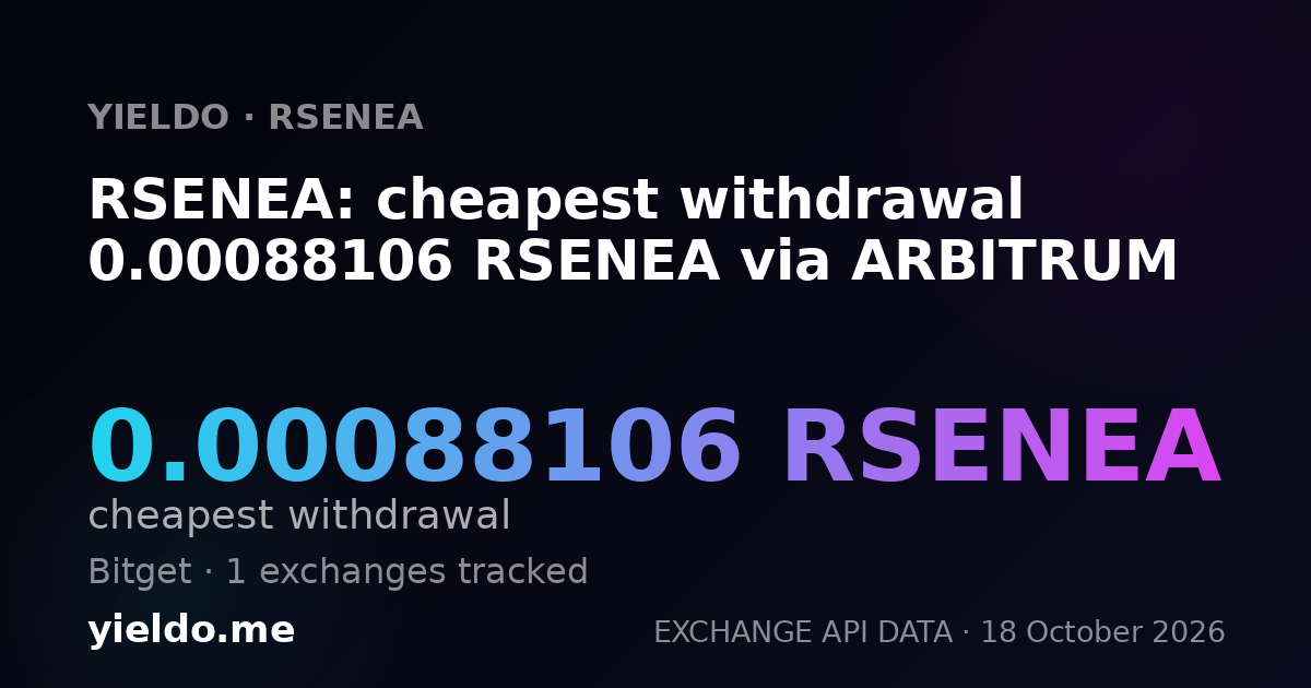 RSENEA: cheapest withdrawal 0.00088106 RSENEA via ARBITRUM