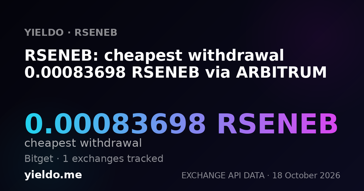 RSENEB: cheapest withdrawal 0.00083698 RSENEB via ARBITRUM