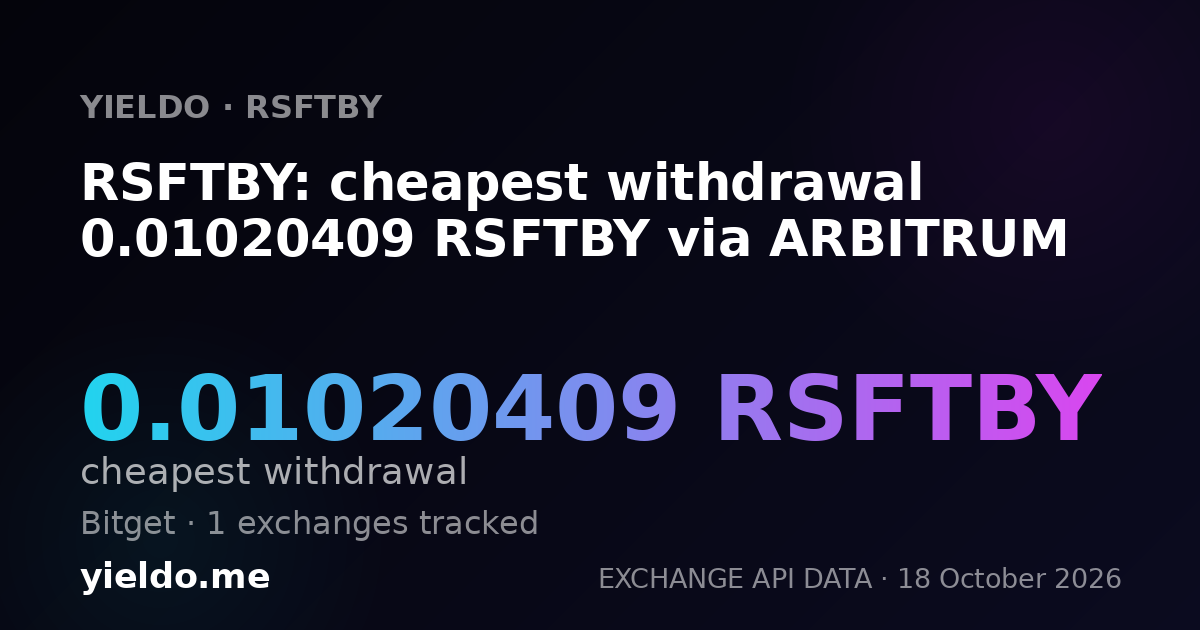RSFTBY: cheapest withdrawal 0.01020409 RSFTBY via ARBITRUM
