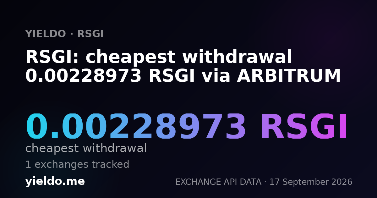RSGI: cheapest withdrawal 0.00232415 RSGI via ARBITRUM