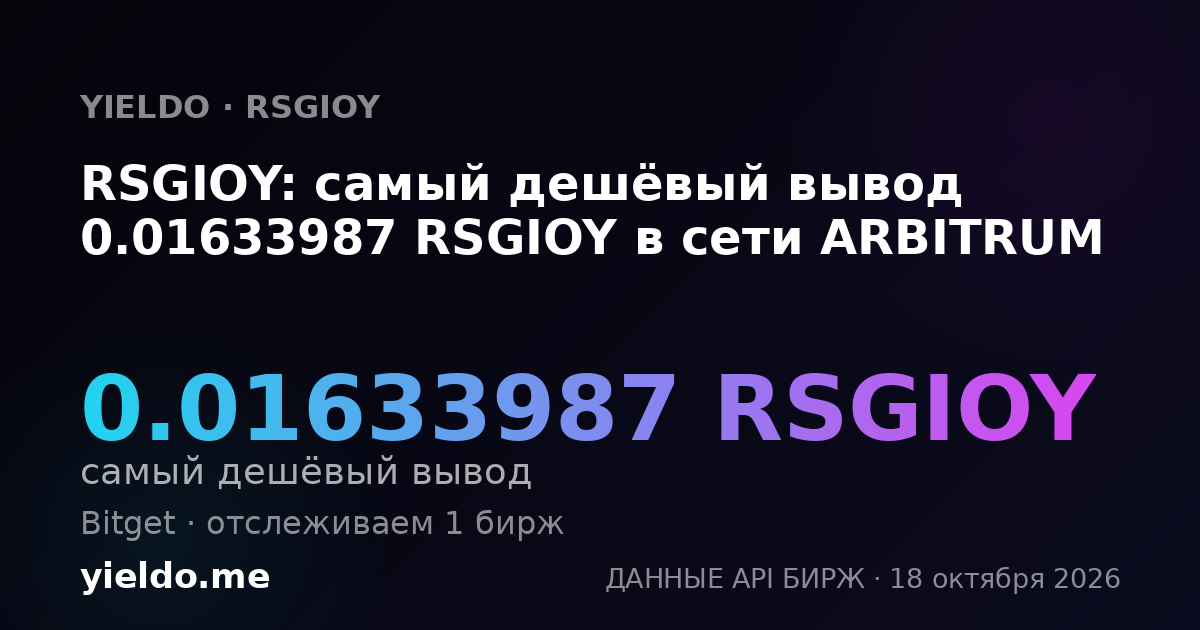 RSGIOY: самый дешёвый вывод 0.01633987 RSGIOY в сети ARBITRUM
