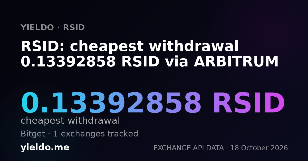 RSID: cheapest withdrawal 0.13392858 RSID via ARBITRUM