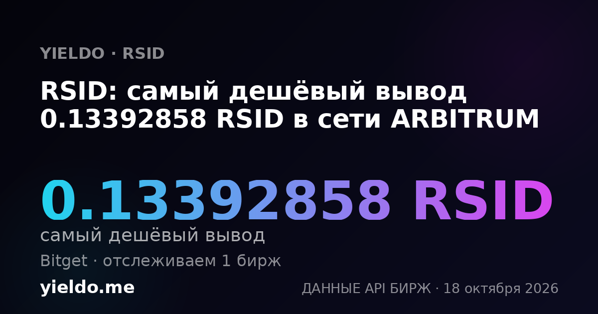 RSID: самый дешёвый вывод 0.13392858 RSID в сети ARBITRUM