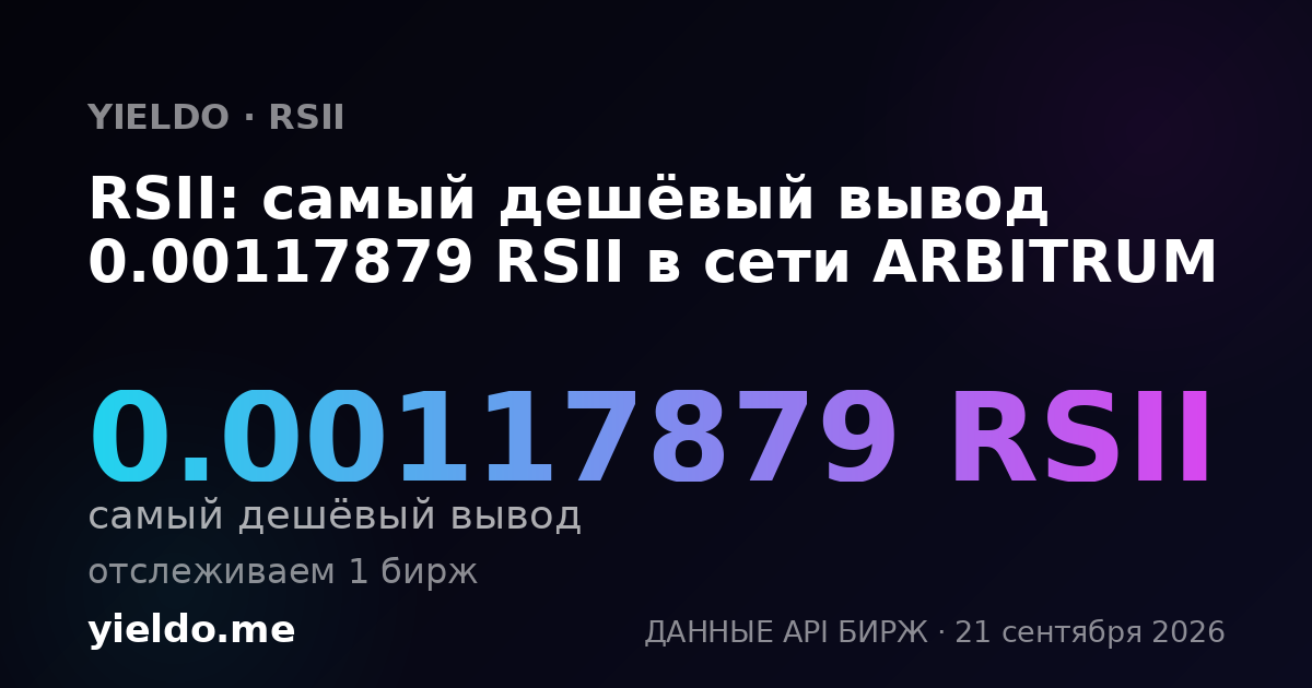 RSII: самый дешёвый вывод 0.00117879 RSII в сети ARBITRUM