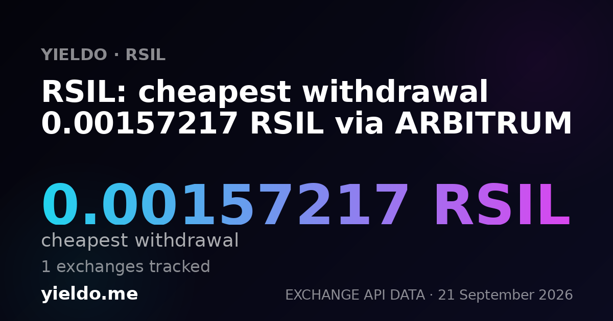 RSIL: cheapest withdrawal 0.00157217 RSIL via ARBITRUM