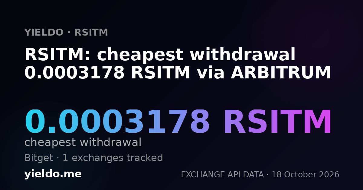 RSITM: cheapest withdrawal 0.0003178 RSITM via ARBITRUM