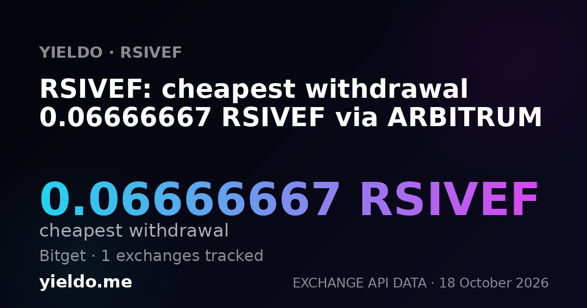 RSIVEF: cheapest withdrawal 0.06666667 RSIVEF via ARBITRUM