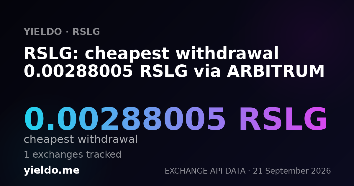 RSLG: cheapest withdrawal 0.00288005 RSLG via ARBITRUM