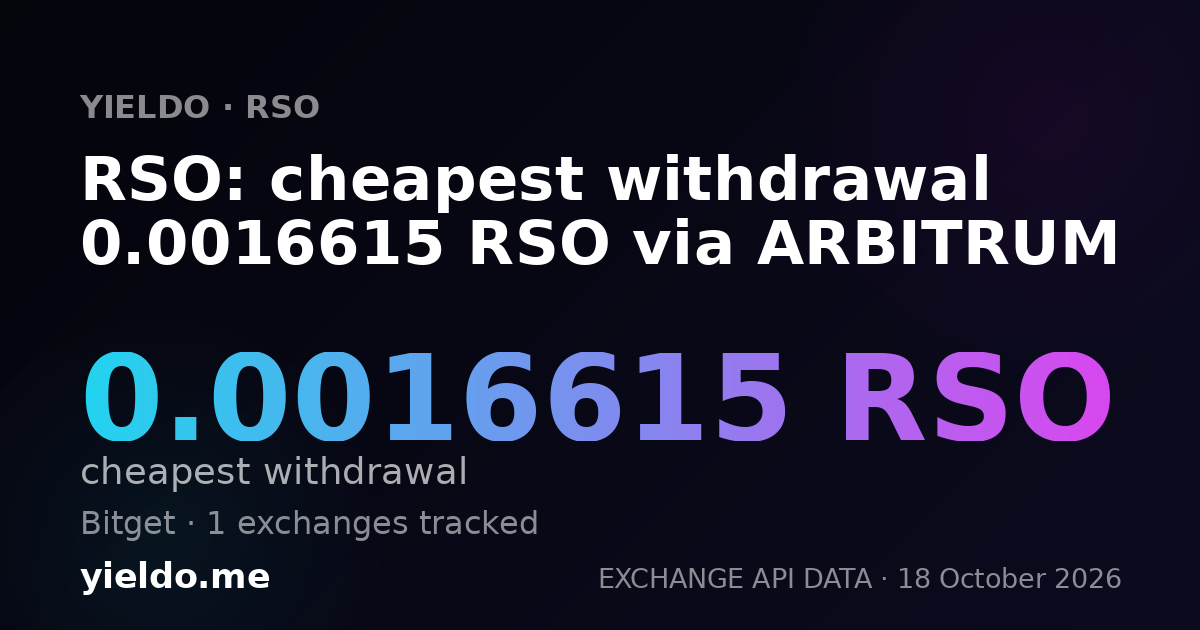 RSO: cheapest withdrawal 0.0016615 RSO via ARBITRUM