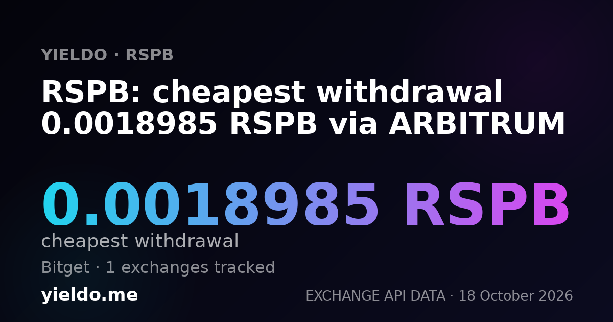RSPB: cheapest withdrawal 0.0018985 RSPB via ARBITRUM