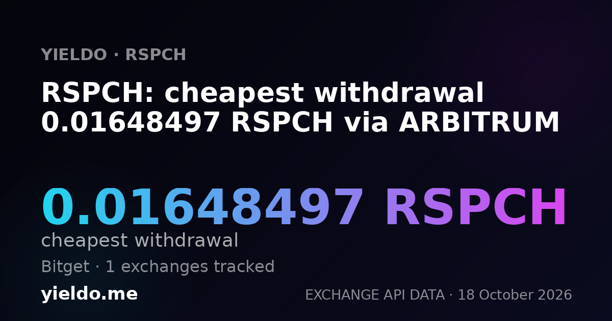 RSPCH: cheapest withdrawal 0.01648497 RSPCH via ARBITRUM