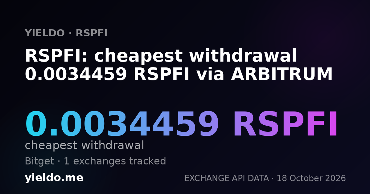 RSPFI: cheapest withdrawal 0.0034459 RSPFI via ARBITRUM