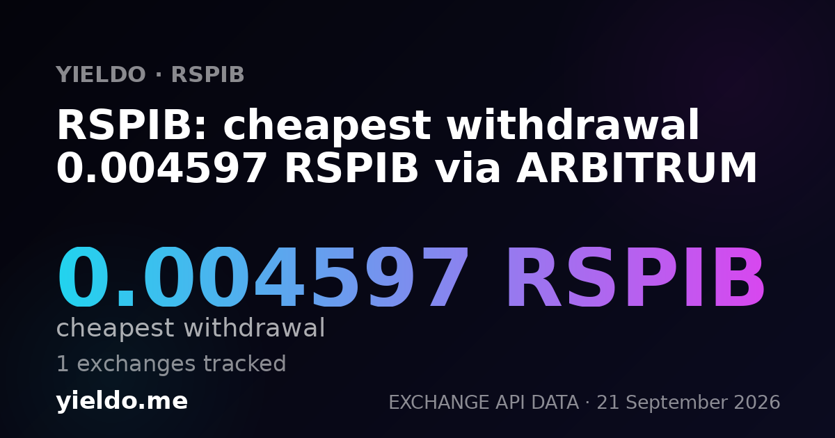 RSPIB: cheapest withdrawal 0.004597 RSPIB via ARBITRUM