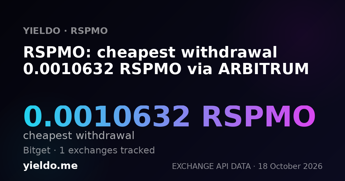 RSPMO: cheapest withdrawal 0.0010632 RSPMO via ARBITRUM