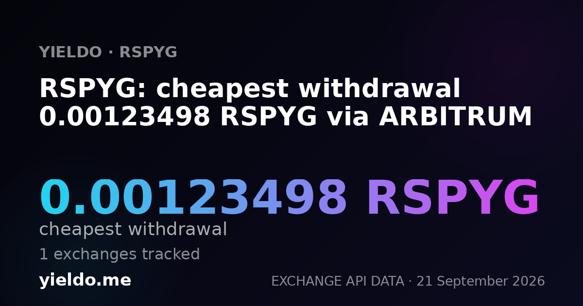 RSPYG: cheapest withdrawal 0.00123498 RSPYG via ARBITRUM