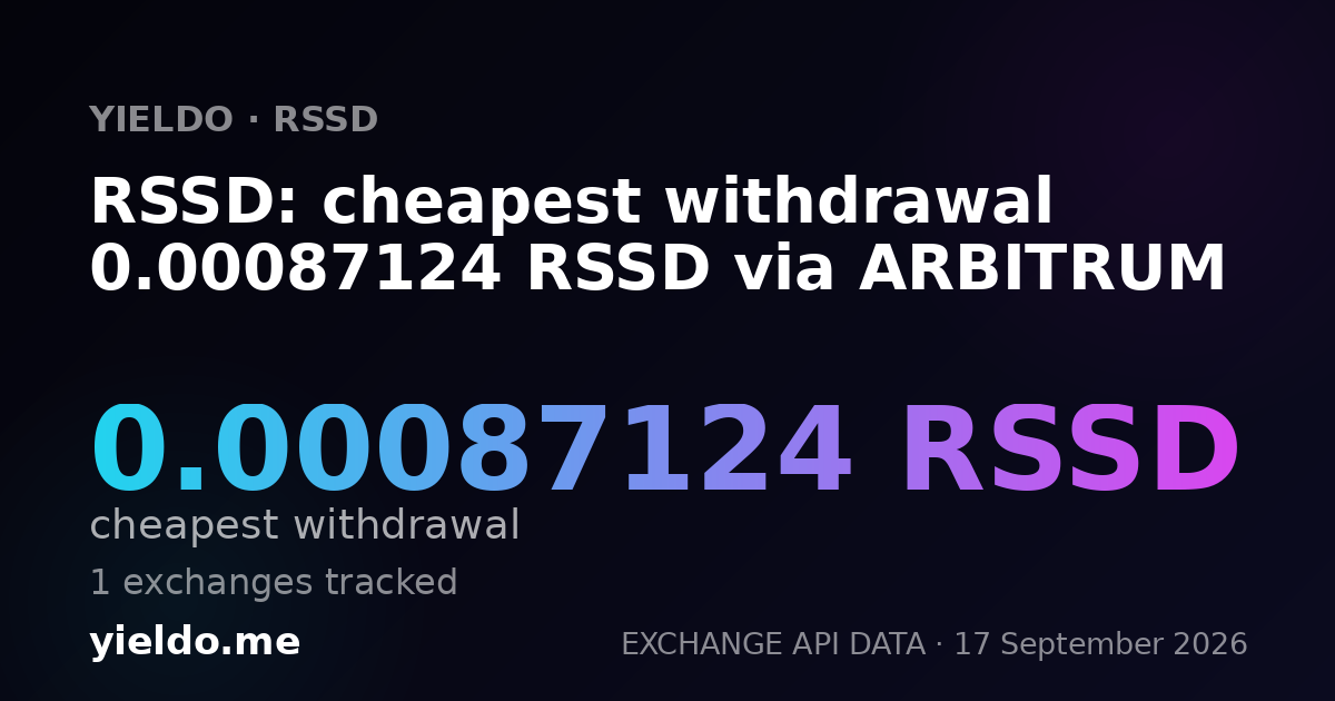 RSSD: cheapest withdrawal 0.00087124 RSSD via ARBITRUM