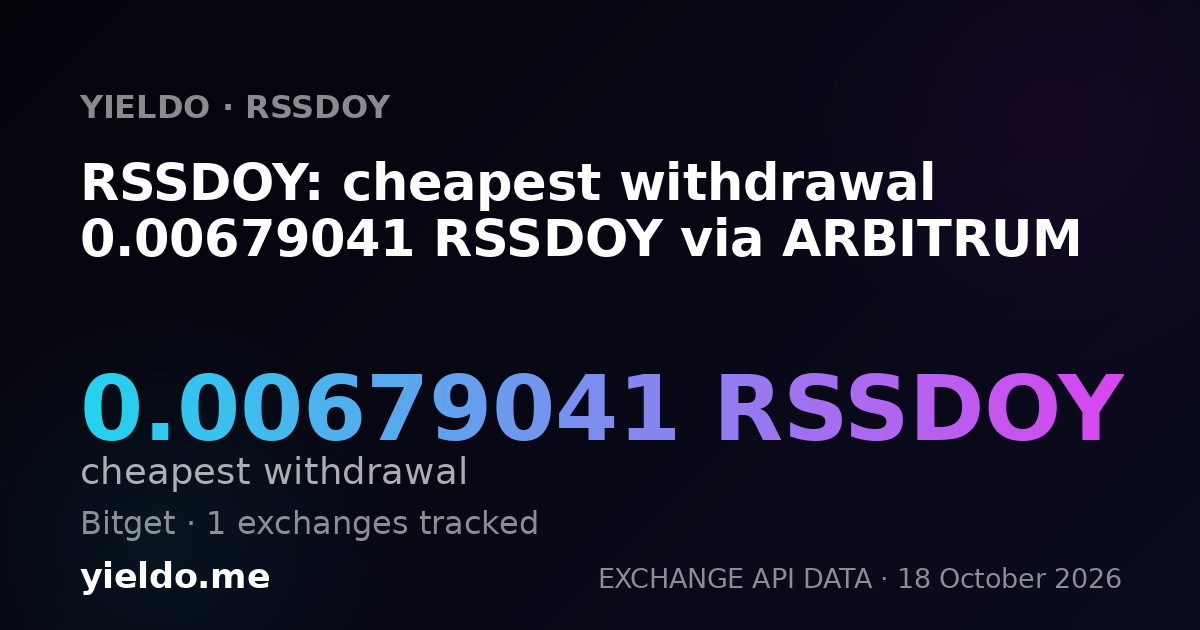 RSSDOY: cheapest withdrawal 0.00679041 RSSDOY via ARBITRUM