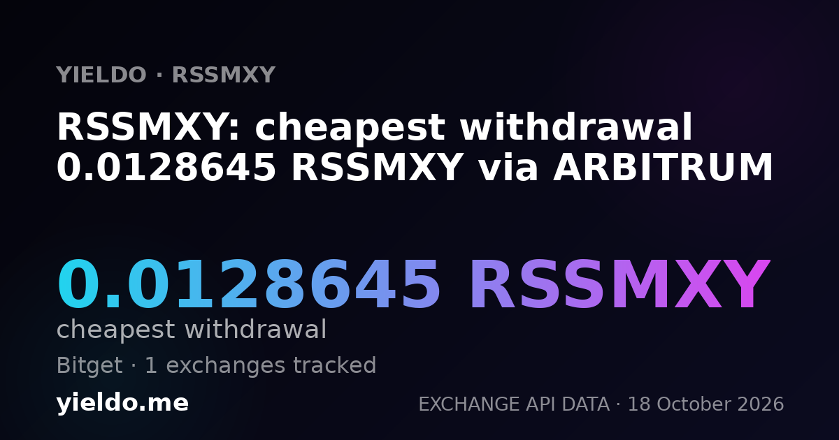 RSSMXY: cheapest withdrawal 0.0128645 RSSMXY via ARBITRUM