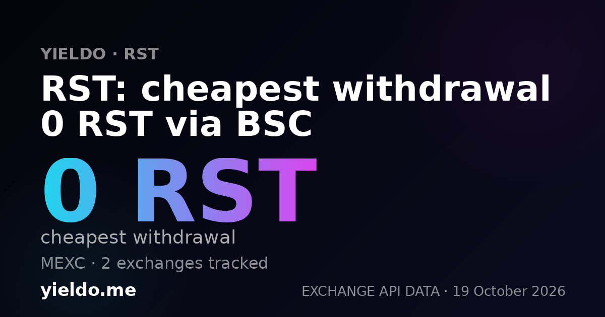 RST: cheapest withdrawal 0 RST via BSC