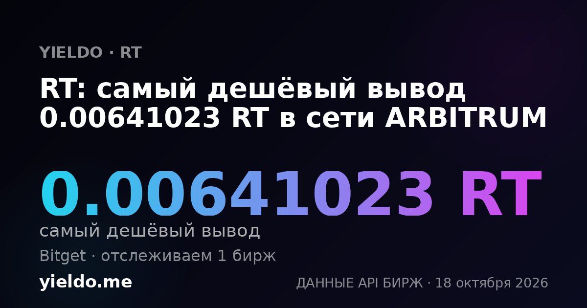 RT: самый дешёвый вывод 0.00641023 RT в сети ARBITRUM