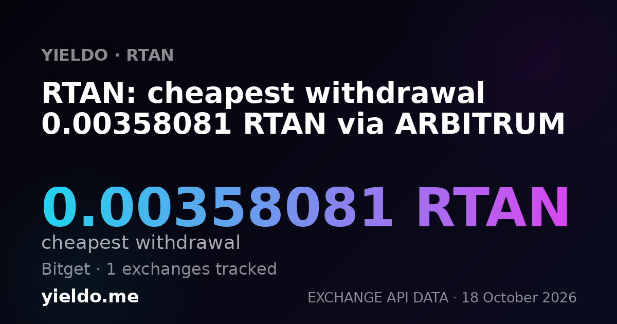 RTAN: cheapest withdrawal 0.00358081 RTAN via ARBITRUM