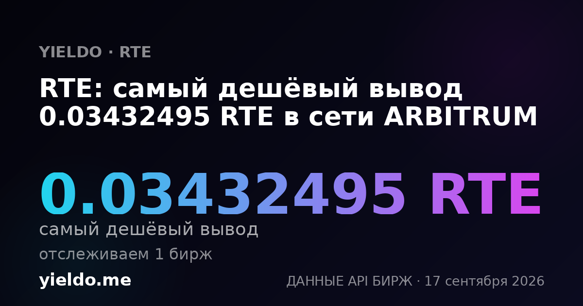 RTE: самый дешёвый вывод 0.03571429 RTE в сети ARBITRUM