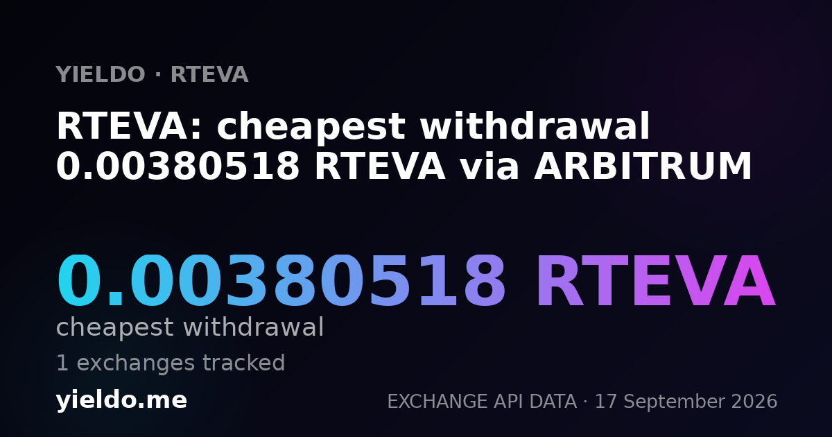 RTEVA: cheapest withdrawal 0.00384419 RTEVA via ARBITRUM